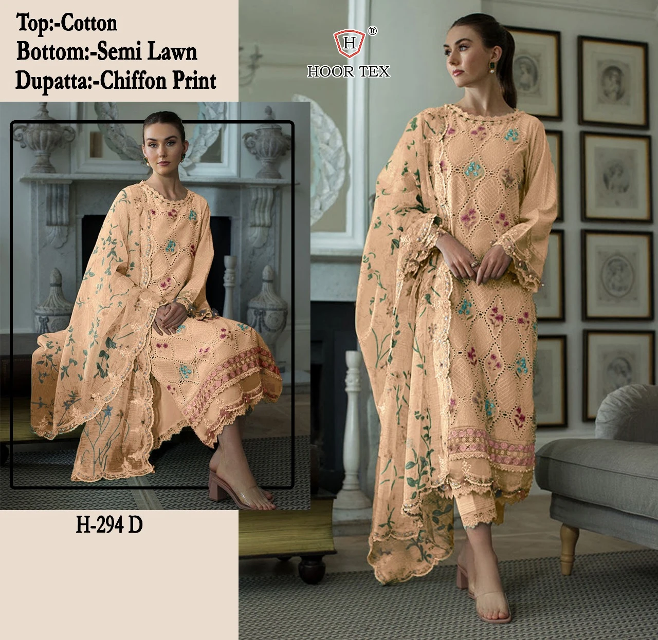 Hoor Tex H-294 Heavy Cotton Wholesale Pakistani Salwar Suit Catalog — Wholesale Salwar Suits, MPA wholesale from Surat - Gallery Image 6